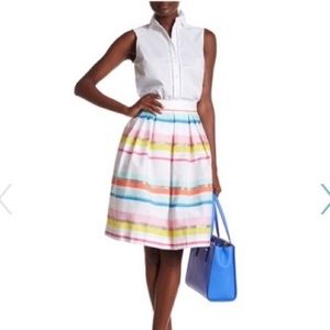 Kate Spade pleated rainbow strip skirt size 4